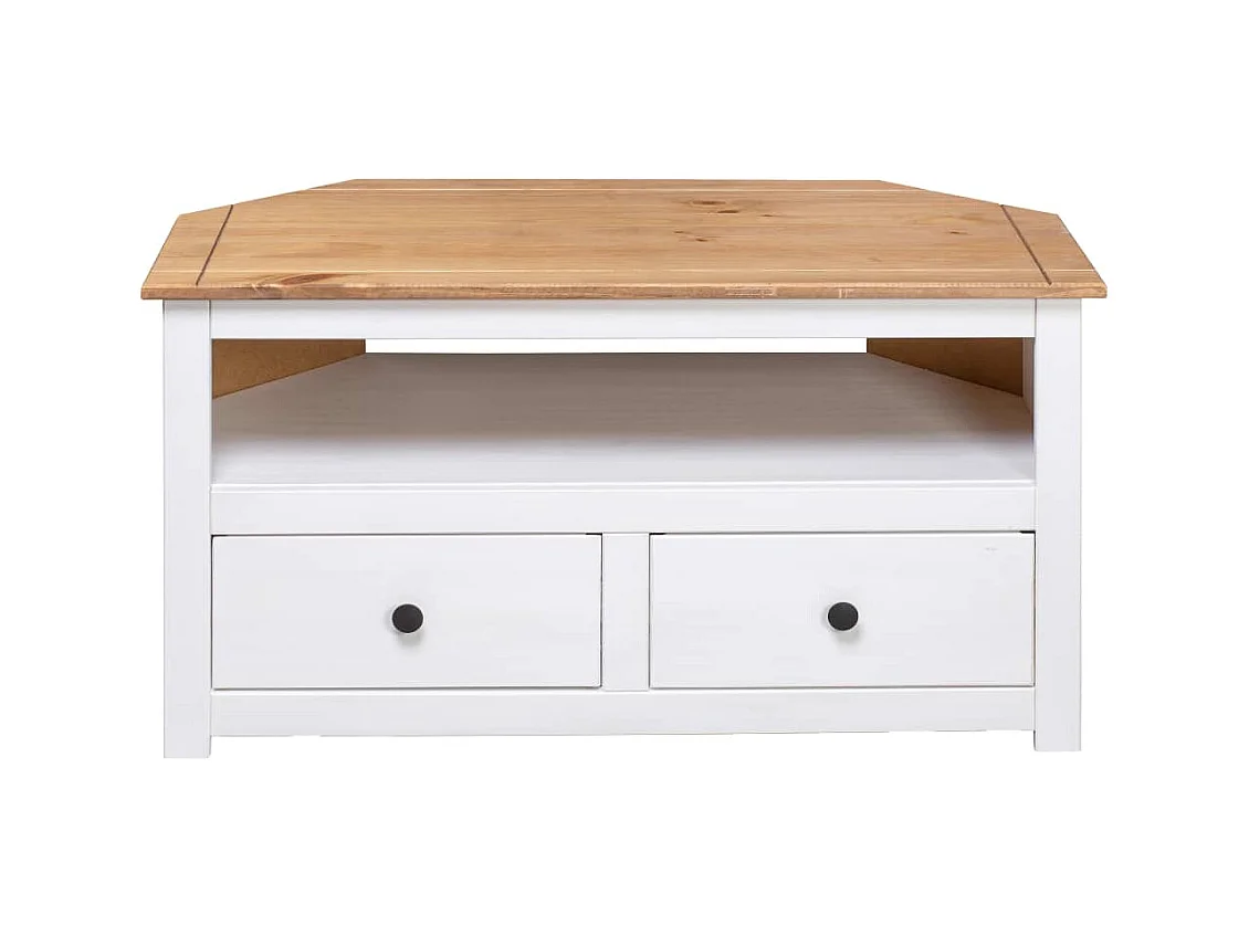 Meuble TV d'angle Blanc 93x49x49 cm Pin Assortiment Panama