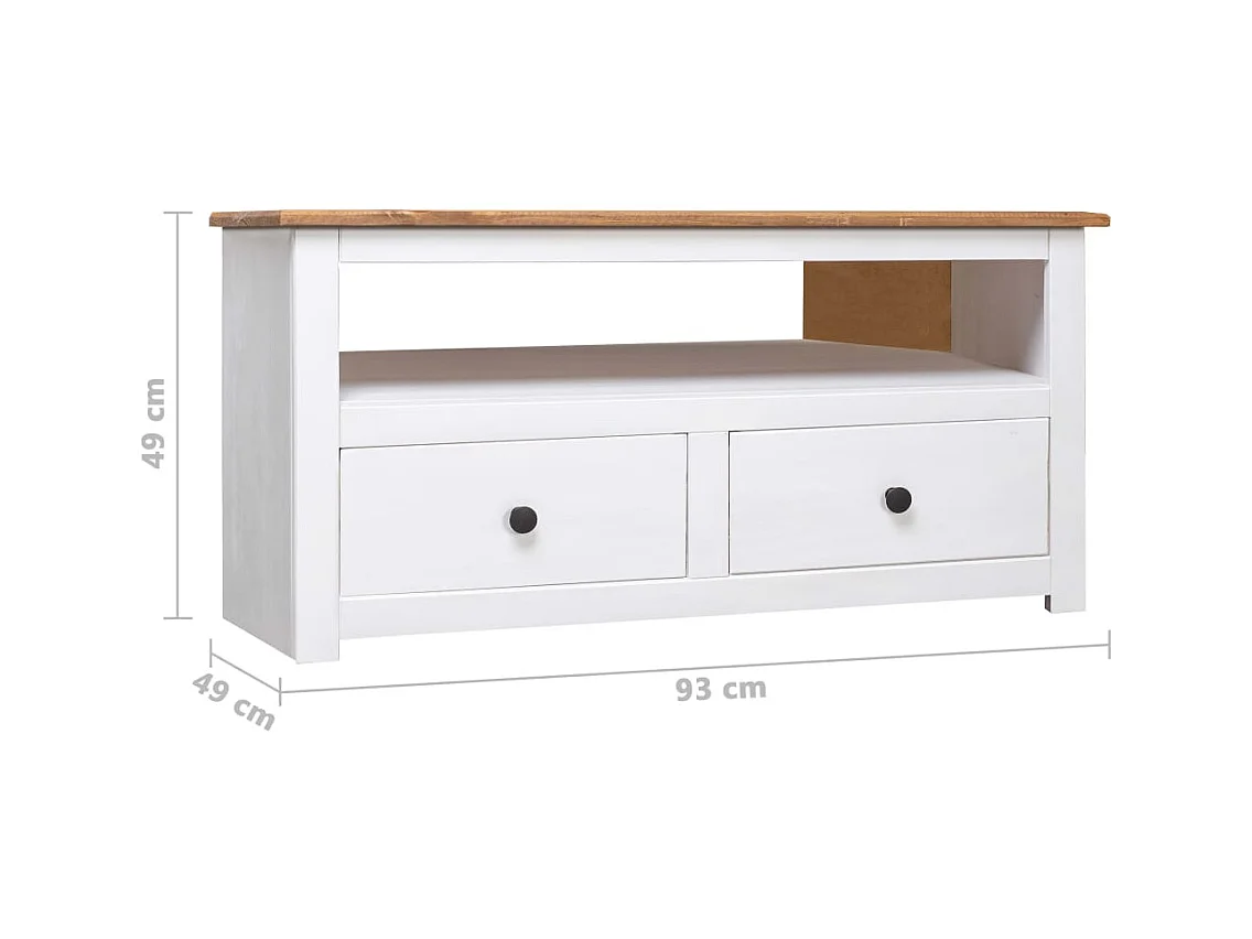 Meuble TV d'angle Blanc 93x49x49 cm Pin Assortiment Panama
