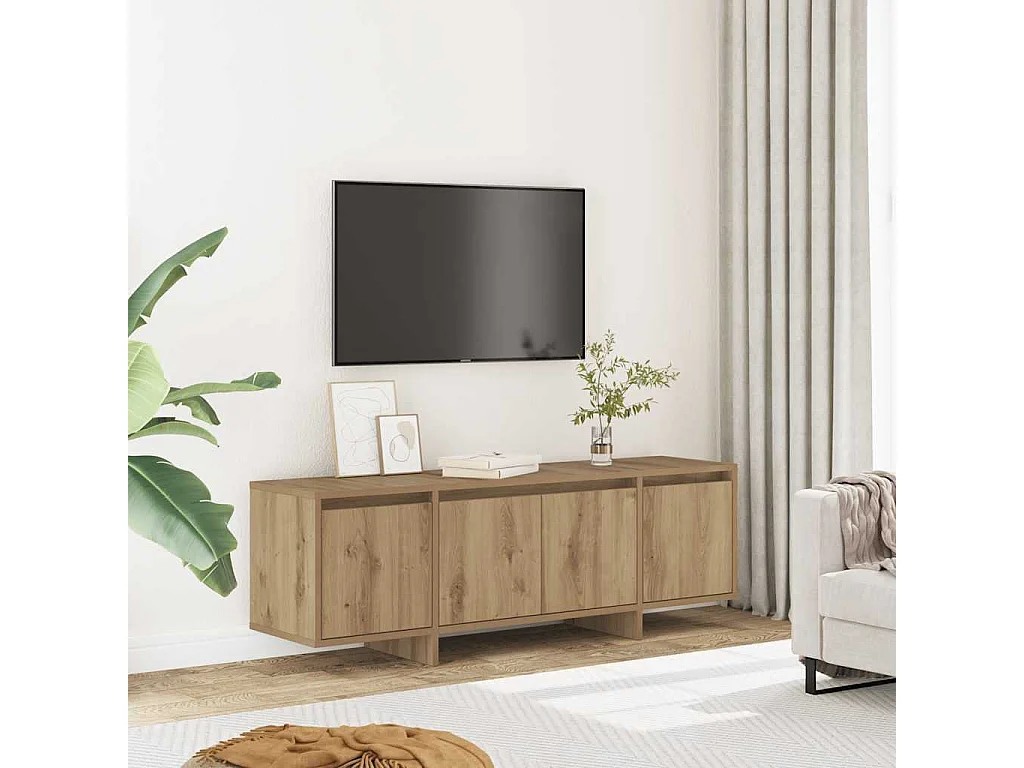 Meuble TV chêne artisanal 120x30x40,5 cm bois d'ingénierie