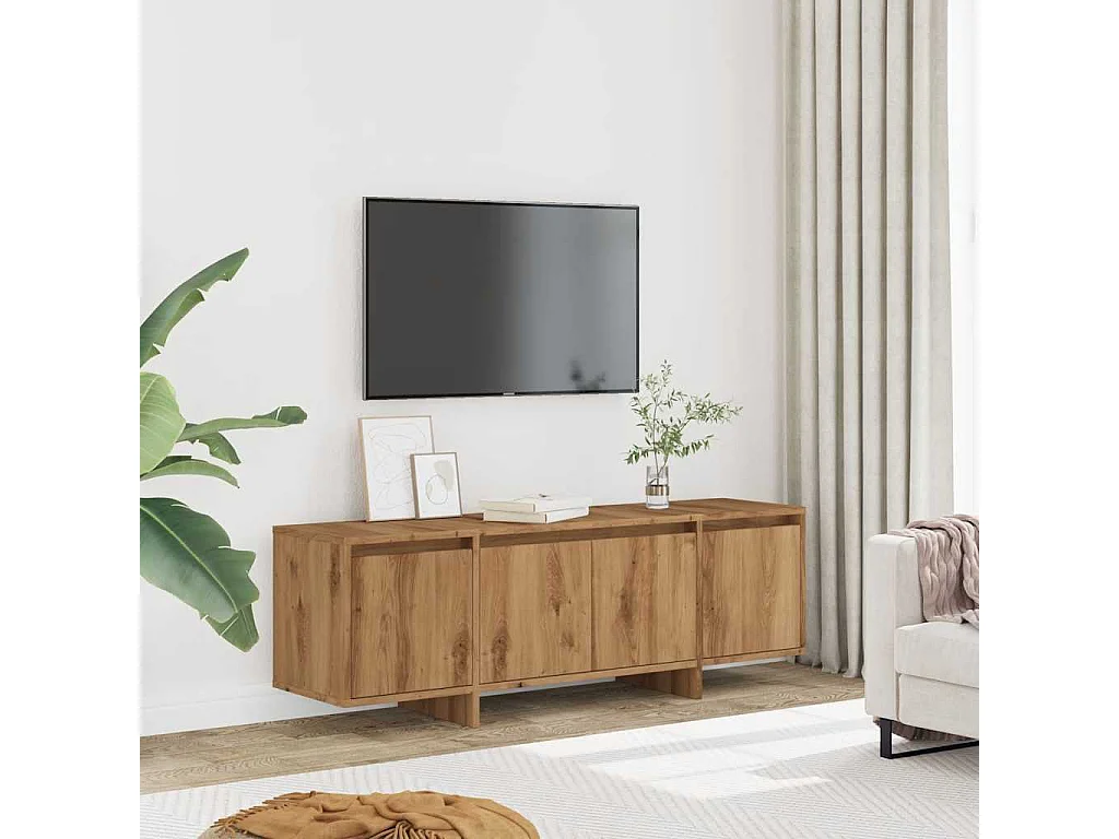 Meuble TV chêne artisanal 120x30x40,5 cm bois d'ingénierie