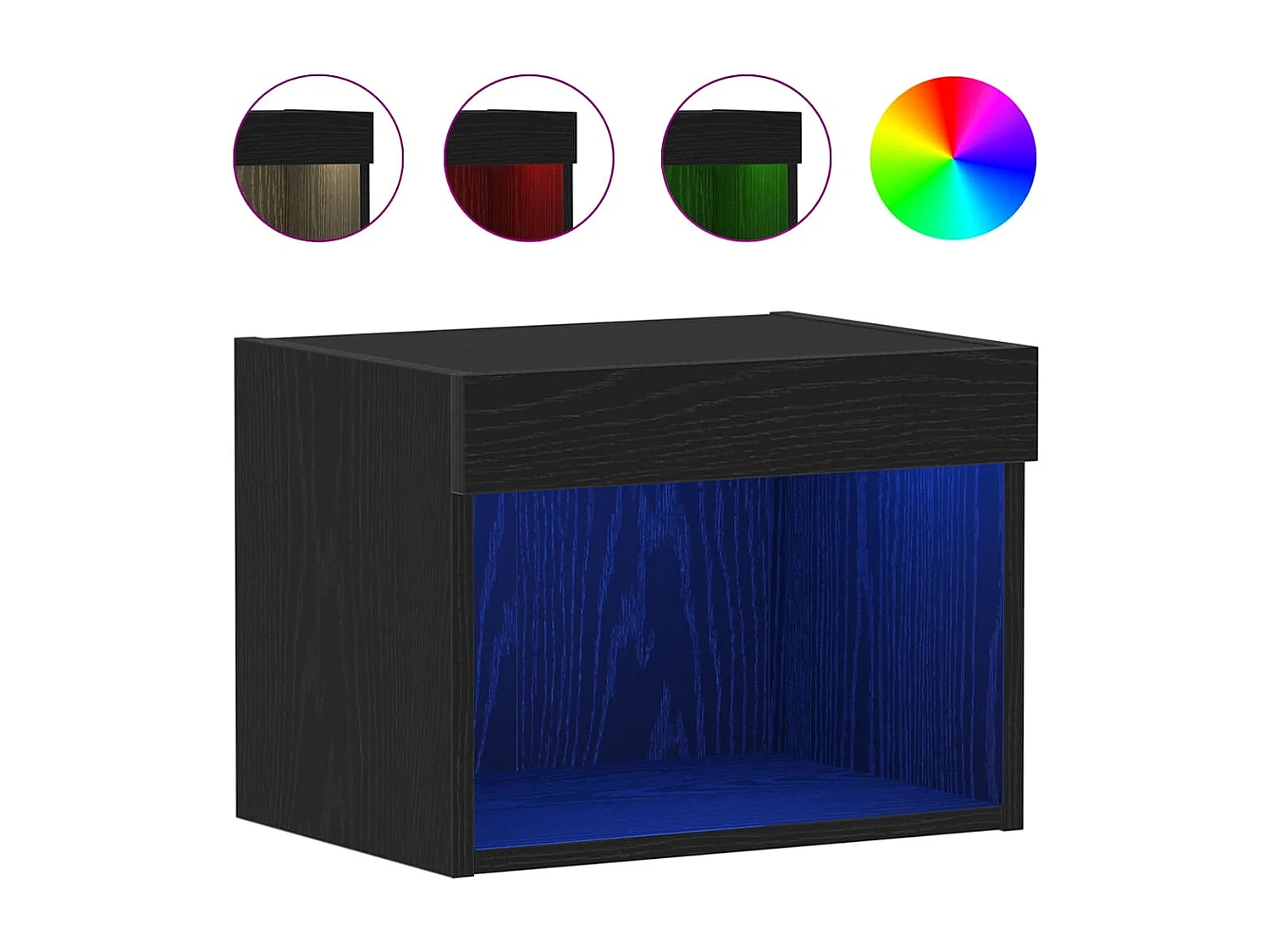 Armoire Wall avec lumières LED Chêne Noir 40x30x30 cm