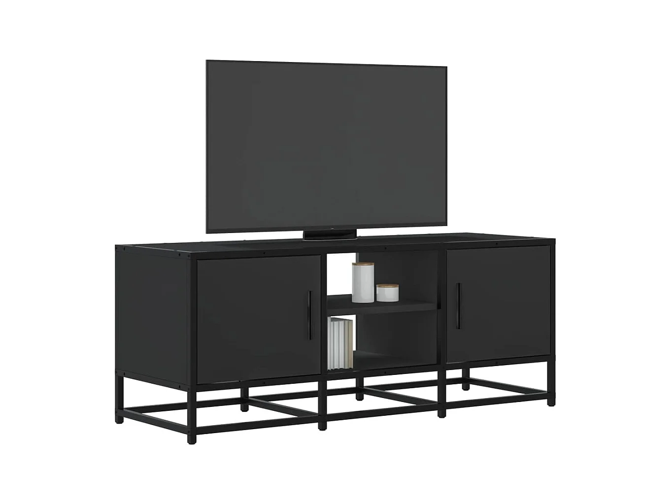 Meuble TV noir 100x35x41 cm bois d'ingénierie et métal