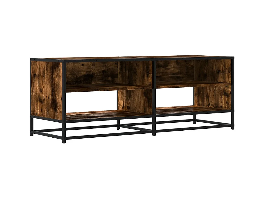 TV-meubel van gerookt eikenhout 120,5x40x46 cm, bewerkt hout en metaal