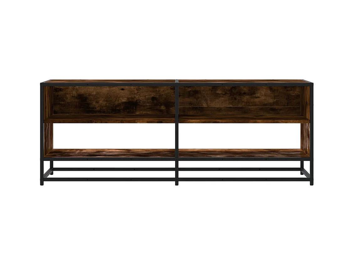 TV-meubel van gerookt eikenhout 120,5x40x46 cm, bewerkt hout en metaal