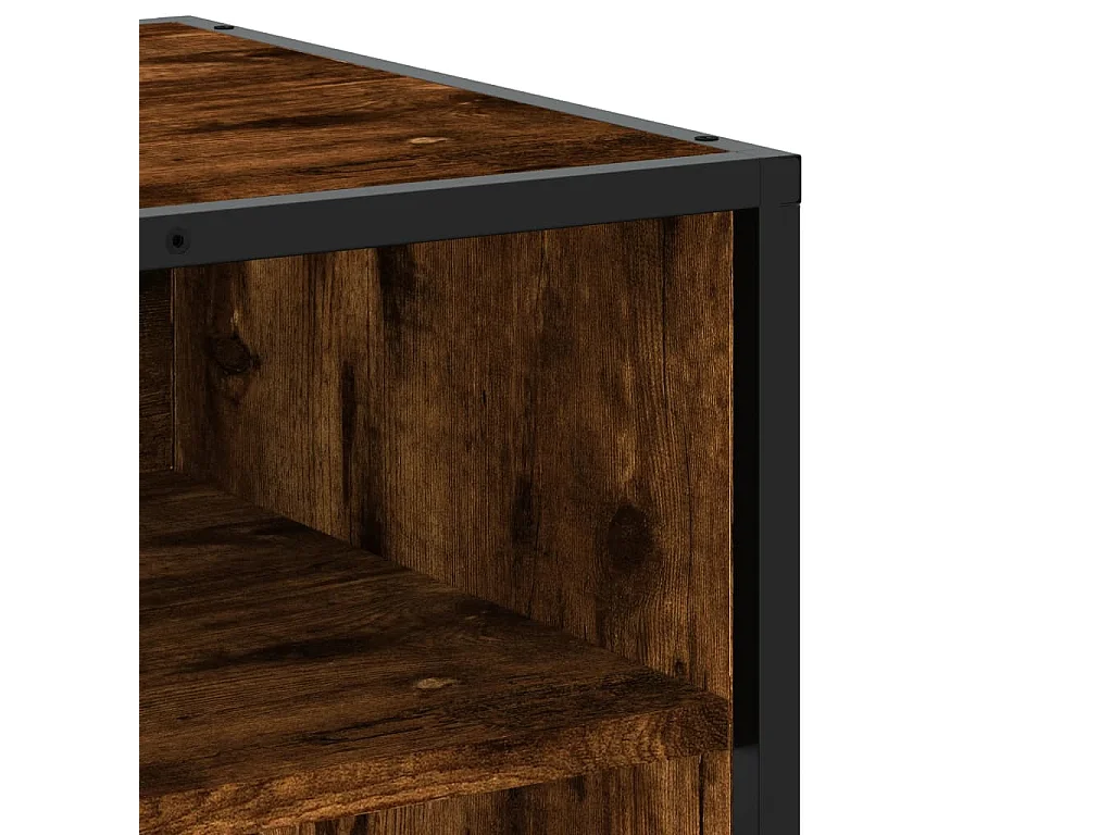 TV-meubel van gerookt eikenhout 120,5x40x46 cm, bewerkt hout en metaal