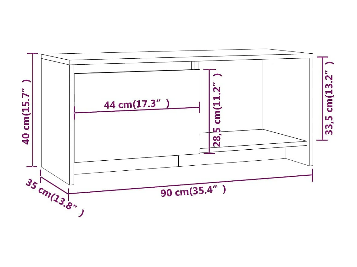 Meuble TV Chêne sonoma 90x35x40 cm Bois d'ingénierie
