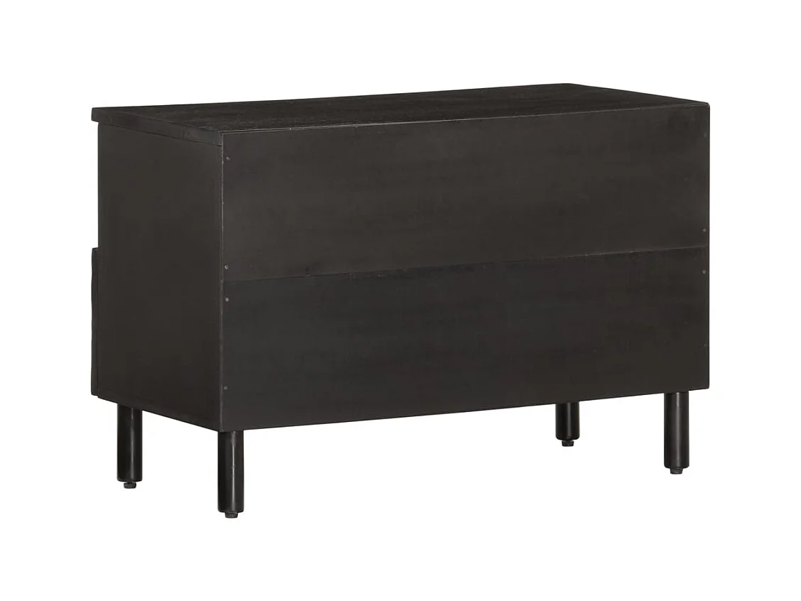 Meuble TV noir 70x33x46 cm bois massif de manguier