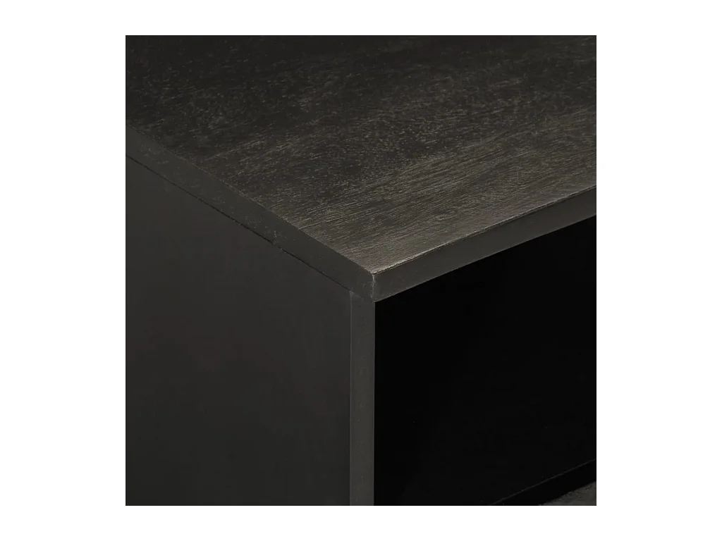 Meuble TV noir 70x33x46 cm bois massif de manguier