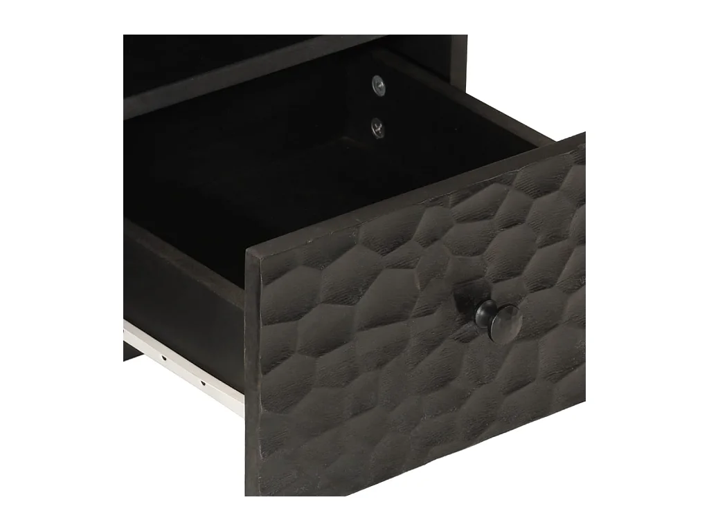 Meuble TV noir 70x33x46 cm bois massif de manguier