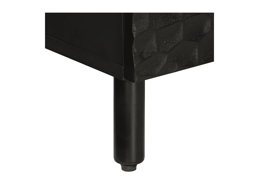 Meuble TV noir 70x33x46 cm bois massif de manguier