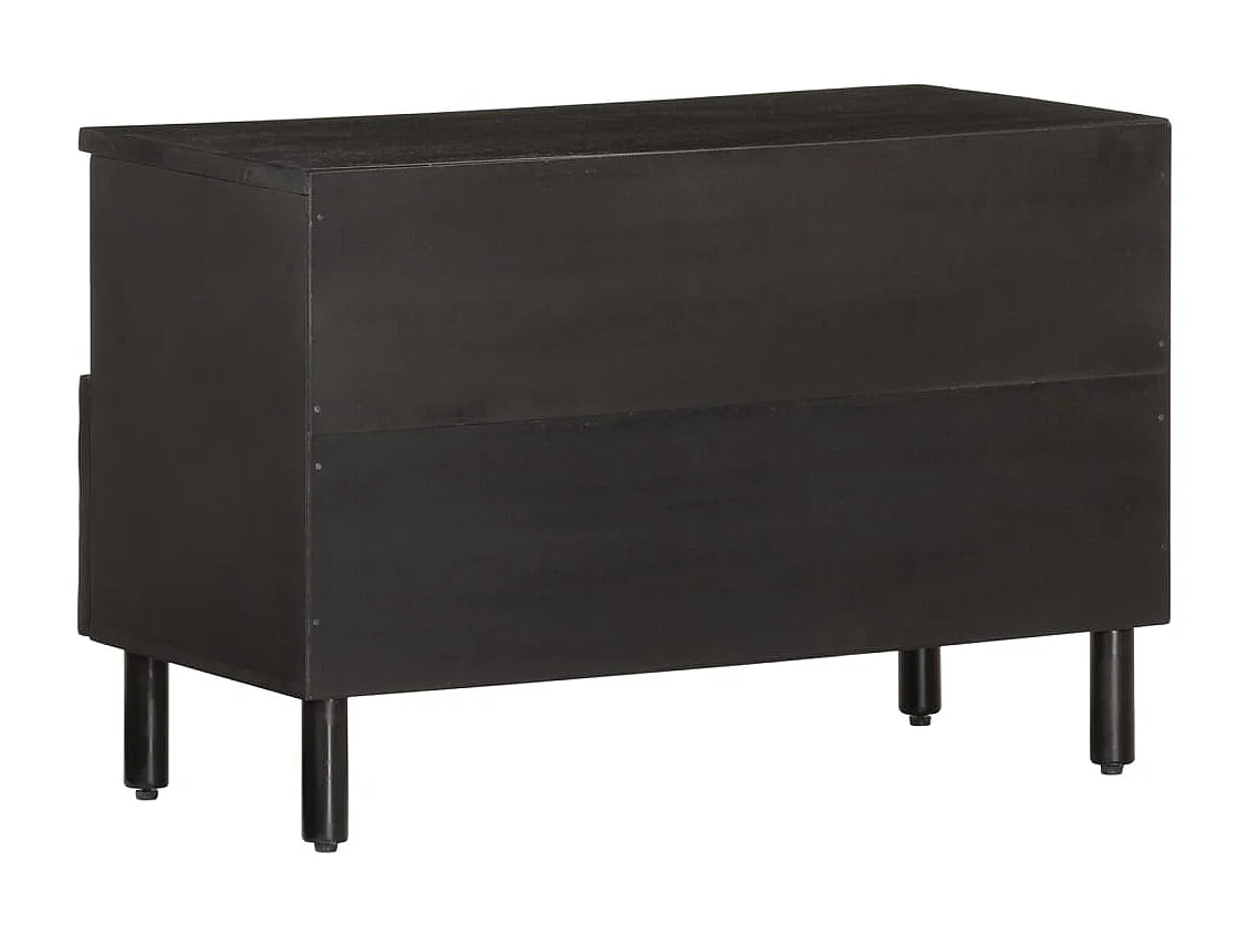 Meuble TV noir 70x33x46 cm bois massif de manguier