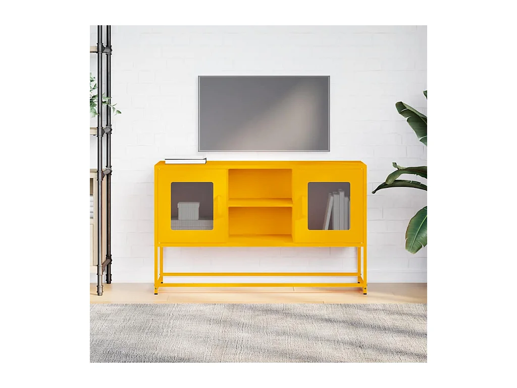 Meuble TV jaune moutarde 100,5x39x60,5 cm acier