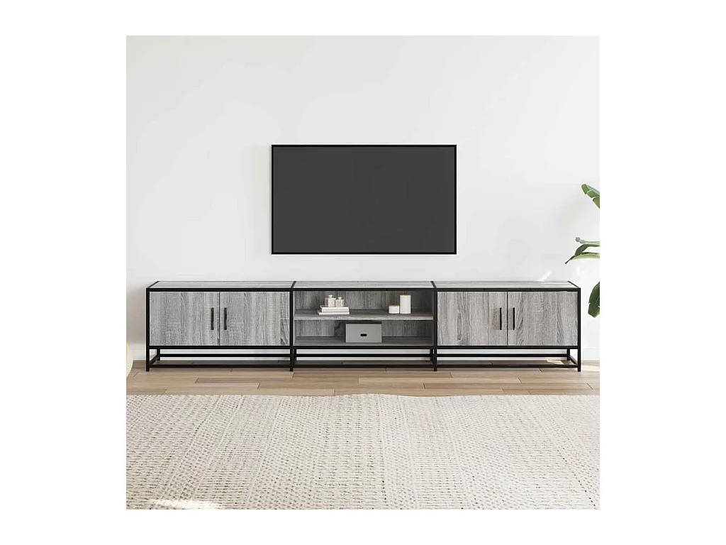 Meuble TV sonoma gris 210x35x41 cm bois d'ingénierie