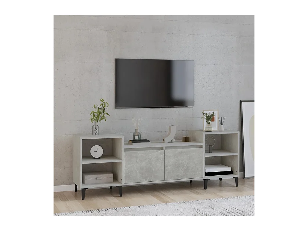 Meuble TV Gris béton 160x35x55 cm Bois d'ingénierie