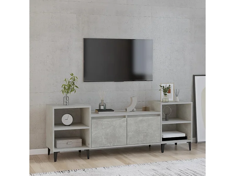 Meuble TV Gris béton 160x35x55 cm Bois d'ingénierie
