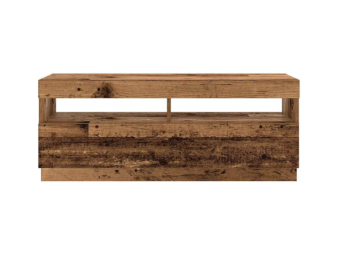 Meuble TV avec lumières LED vieux bois bois d'ingénierie