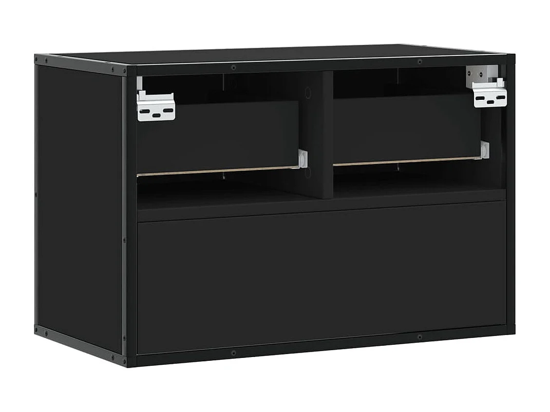 Meuble TV noir 60x31x39,5 cm bois d'ingénierie et métal