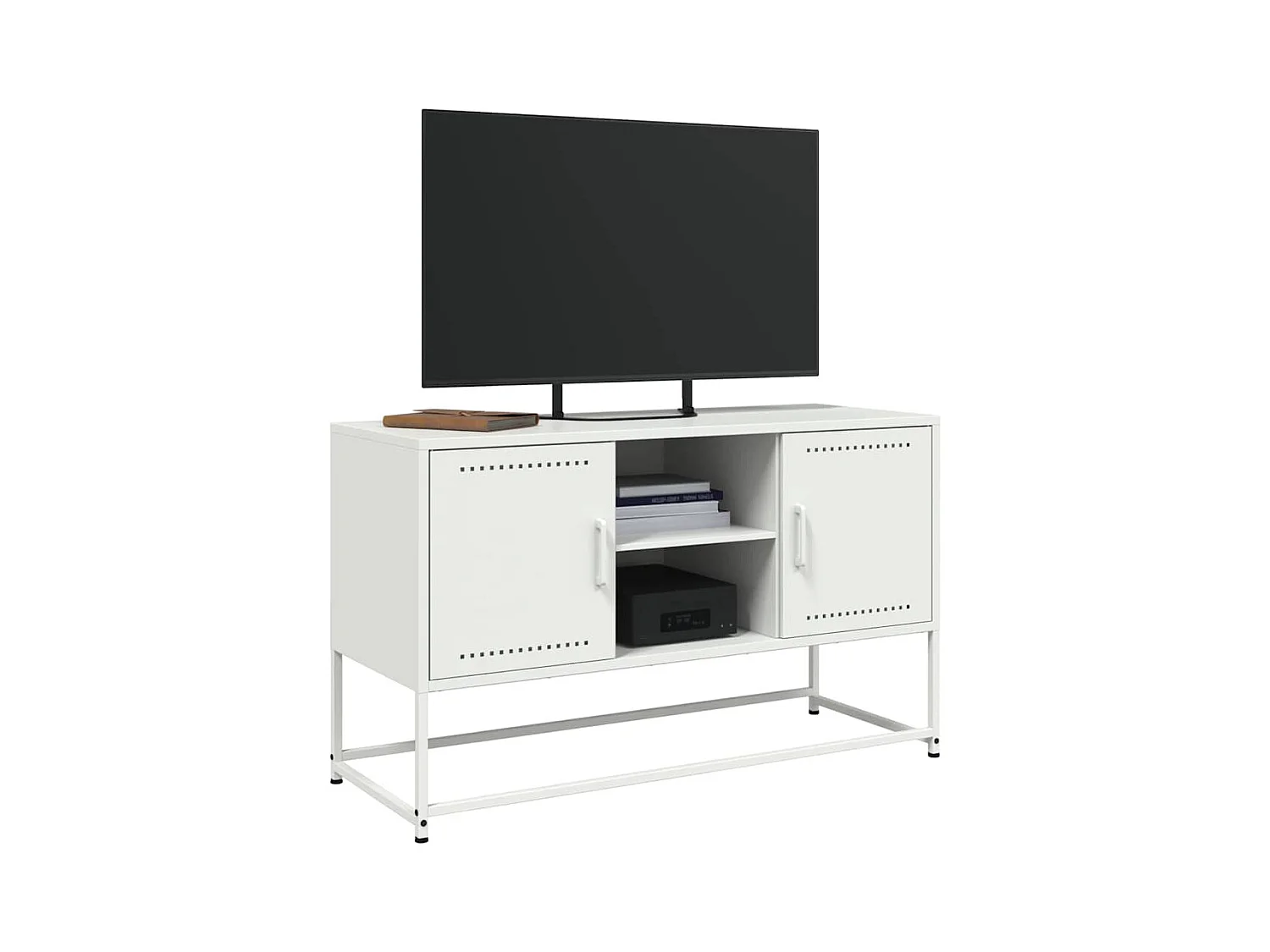 Meuble TV blanc 100,5x39x60,5 cm acier
