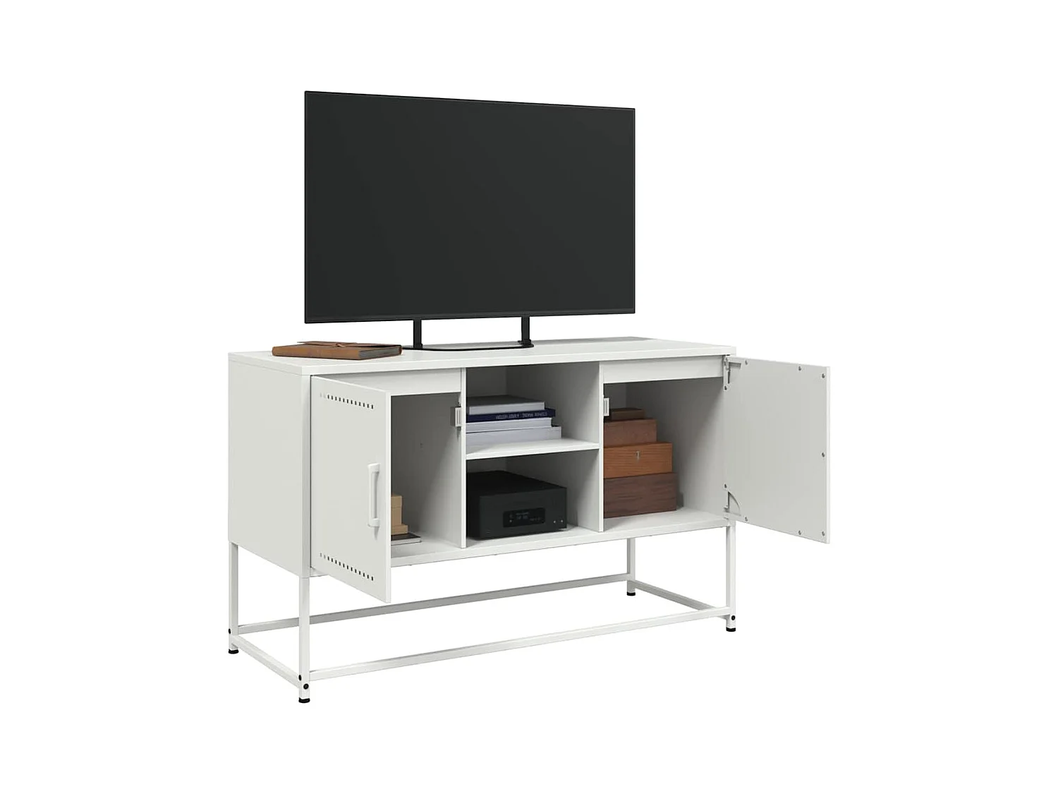 Meuble TV blanc 100,5x39x60,5 cm acier