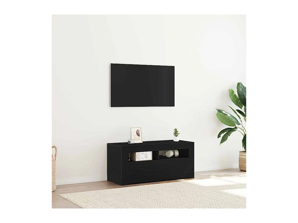 Meuble TV Noir 90 x 35 x 40 cm Bois d'ingénierie