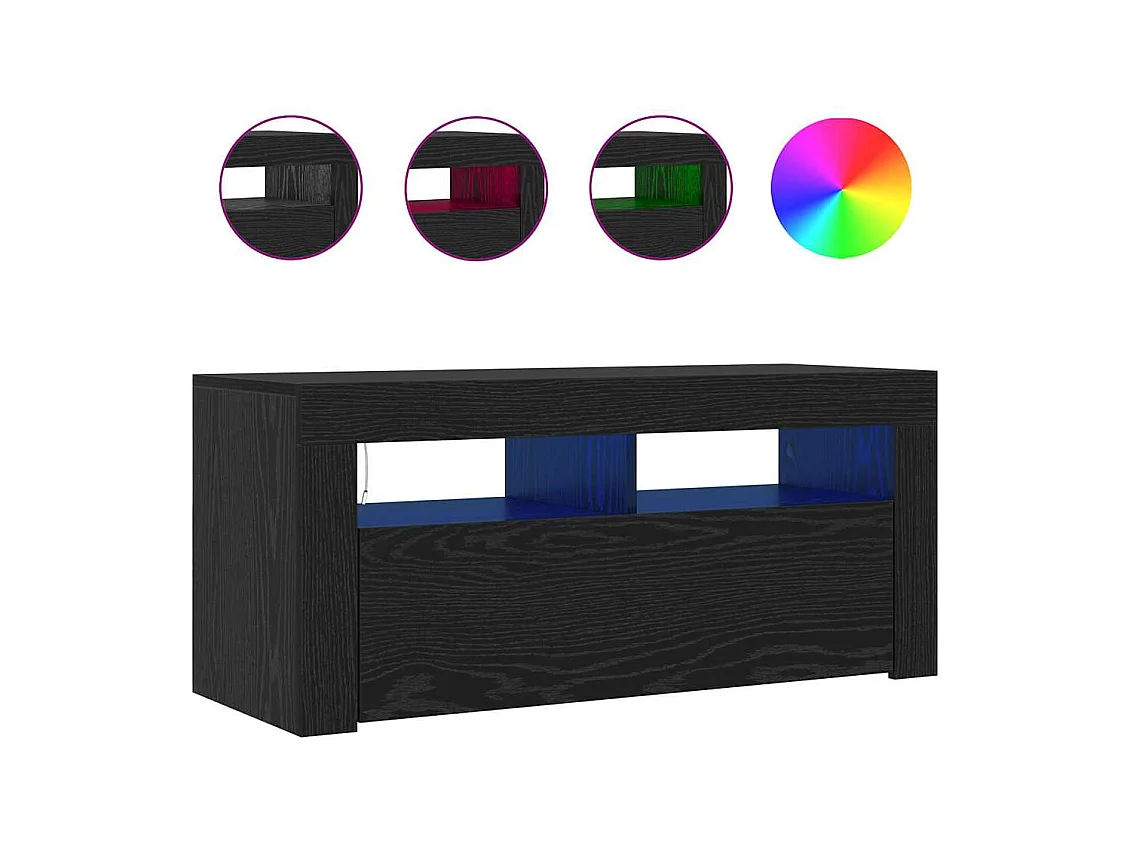 Meuble TV Noir 90 x 35 x 40 cm Bois d'ingénierie