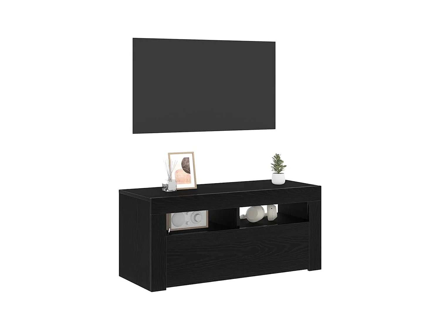 Meuble TV Noir 90 x 35 x 40 cm Bois d'ingénierie