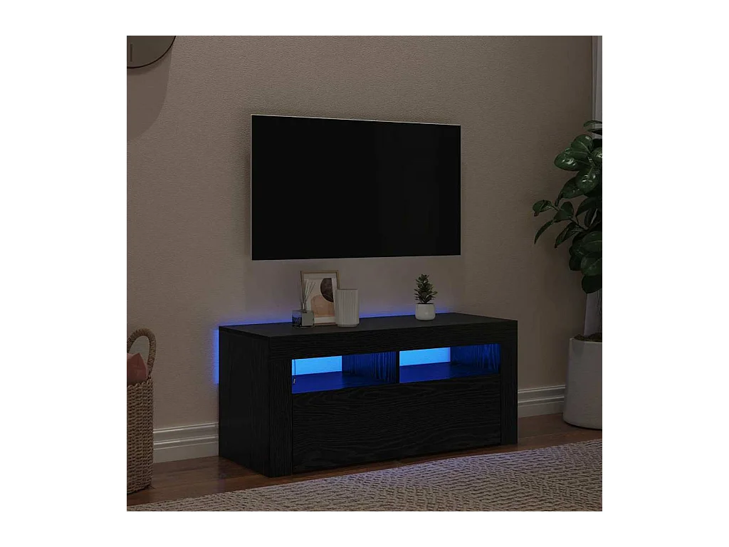 Meuble TV Noir 90 x 35 x 40 cm Bois d'ingénierie