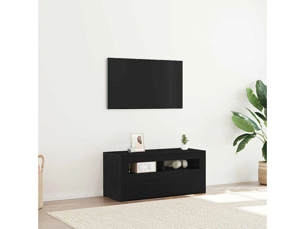 Meuble TV Noir 90 x 35 x 40 cm Bois d'ingénierie