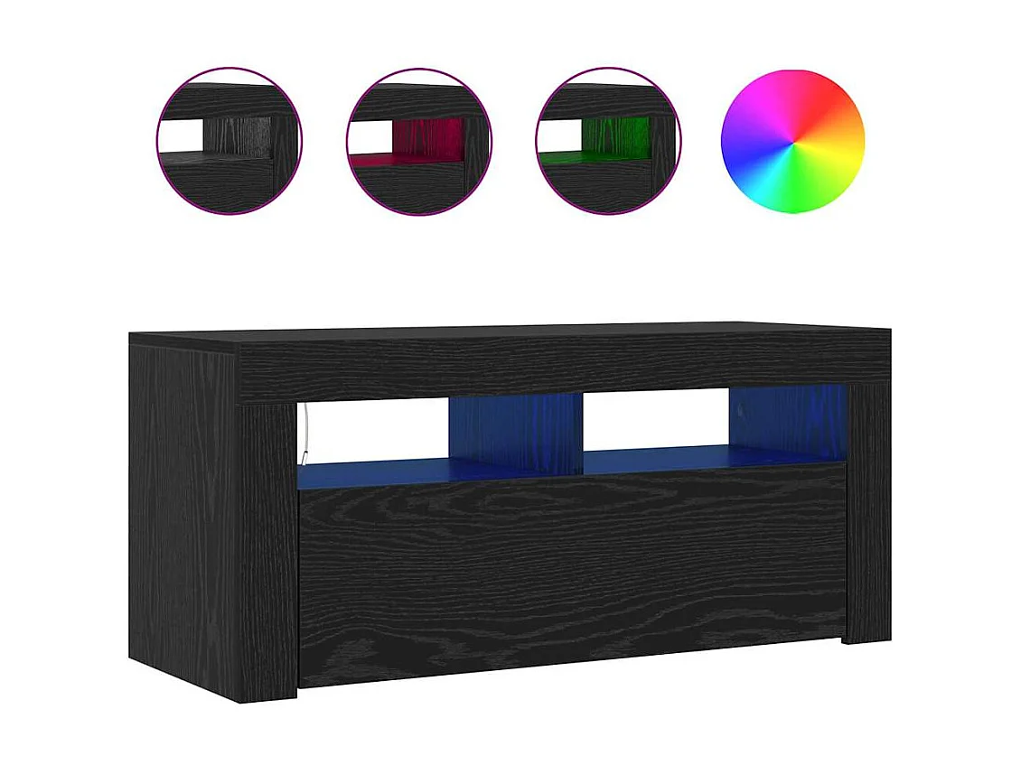 Meuble TV Noir 90 x 35 x 40 cm Bois d'ingénierie