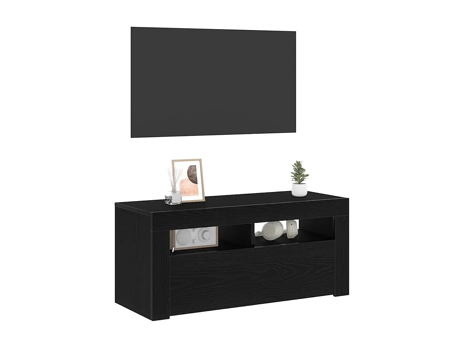 Meuble TV Noir 90 x 35 x 40 cm Bois d'ingénierie