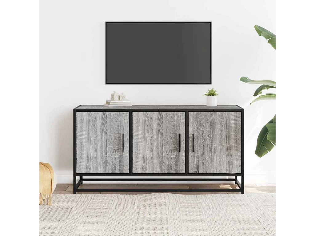 Meuble TV sonoma gris 100x35x50 cm bois d'ingénierie et métal