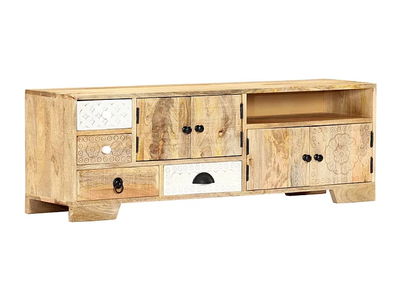 Meuble TV 120x30x40 cm Bois massif de manguier