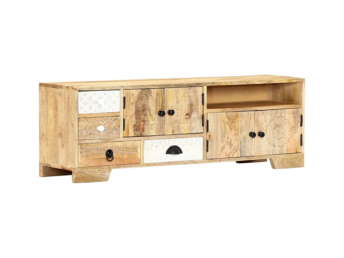 Meuble TV 120x30x40 cm Bois massif de manguier
