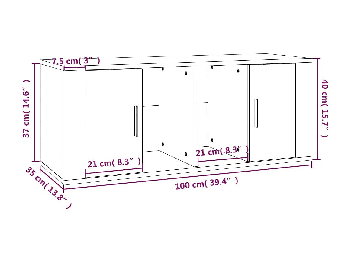 Meuble TV Sonoma gris 100x35x40 cm Bois d'ingénierie
