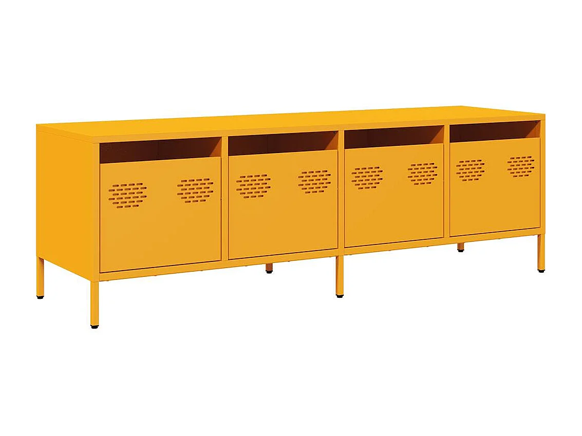 Meuble TV jaune moutarde 135x39x43,5 cm acier laminé à froid