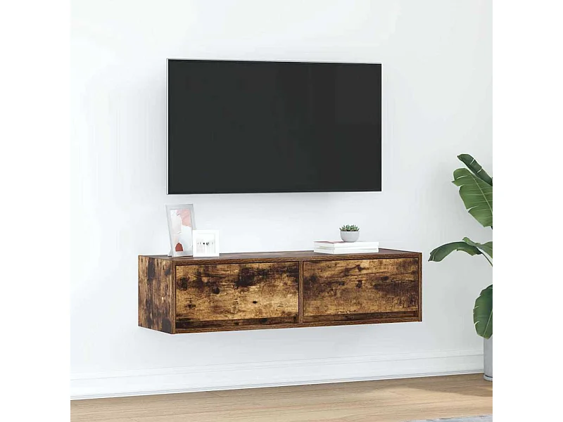 Gerookt eiken tv-meubel 100x31x25,5 cm bewerkt hout