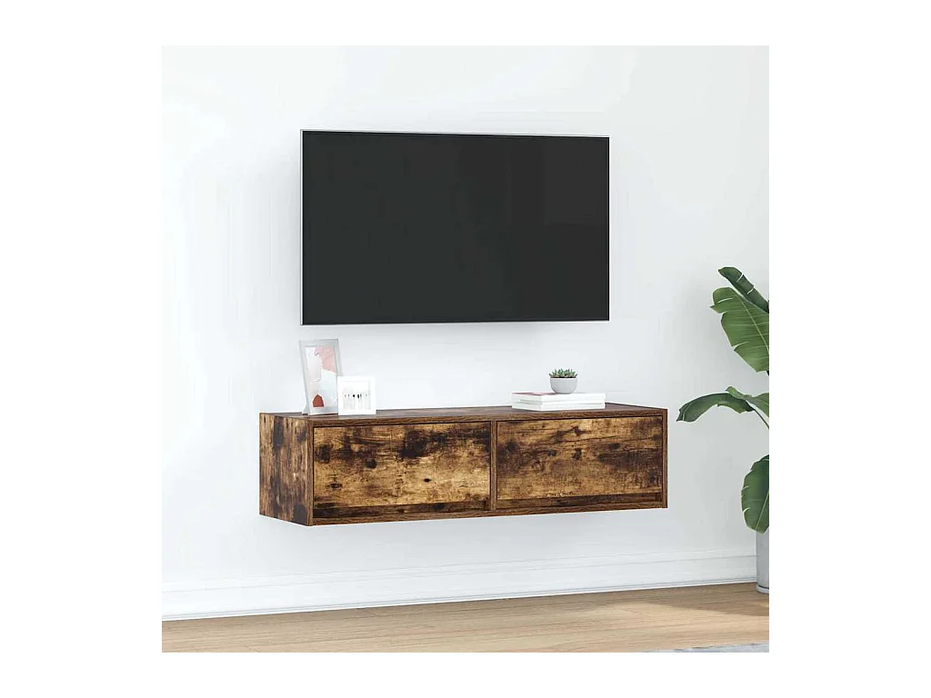 Meuble TV Chêne Fumé 100x31x25,5 cm Bois d'ingénierie