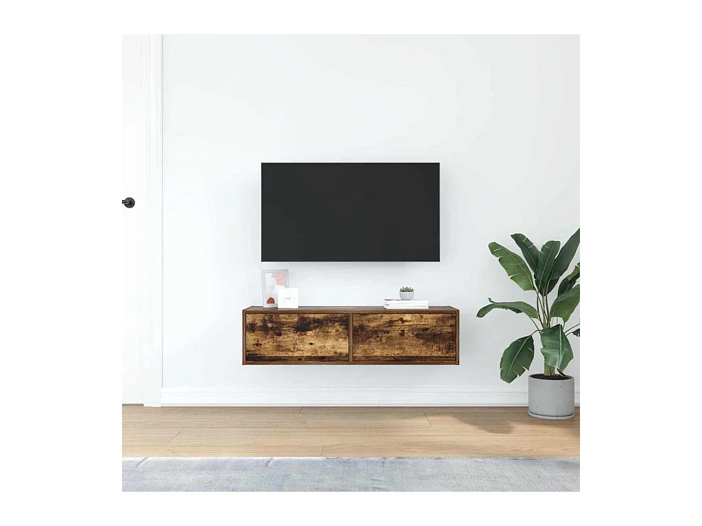 Meuble TV Chêne Fumé 100x31x25,5 cm Bois d'ingénierie