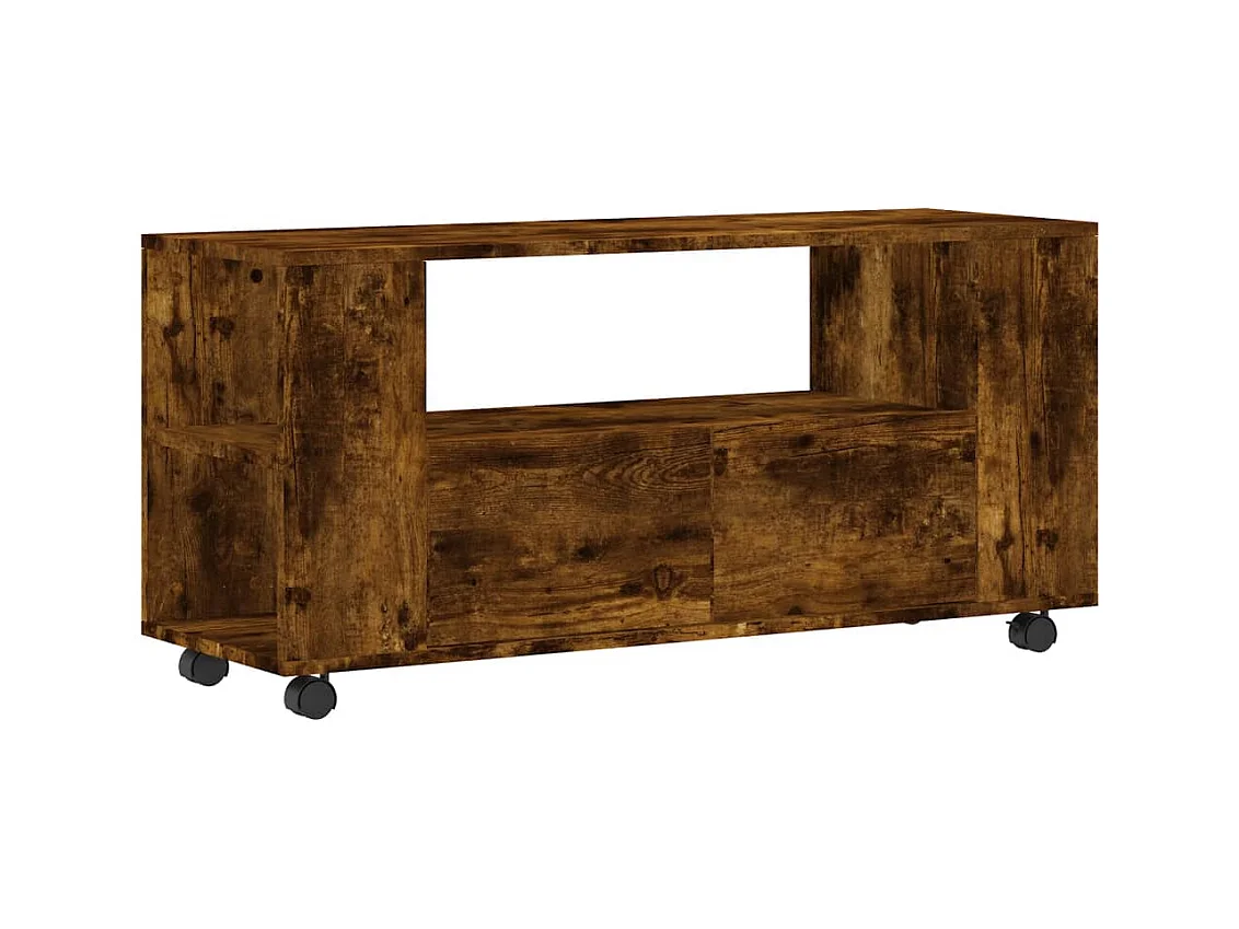 TV-meubel van gerookt eikenhout 102x34,5x43 cm bewerkt hout