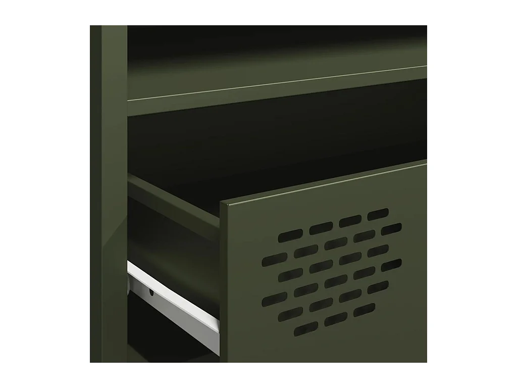 Meuble TV vert olive 202x39x43,5 cm acier laminé à froid