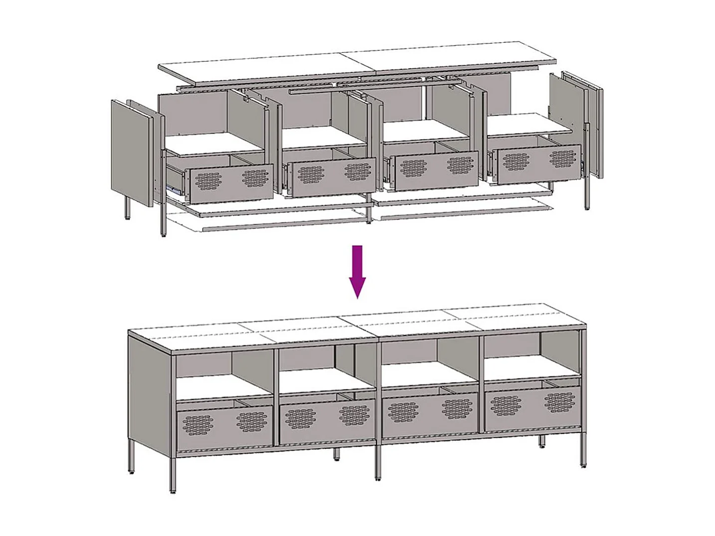 Roze tv-meubel 135x39x43,5 cm koudgewalst staal