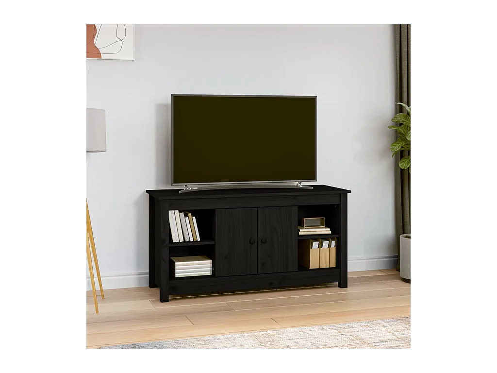 Mobile TV nero 103x36,5x52 cm Legno massello di pino