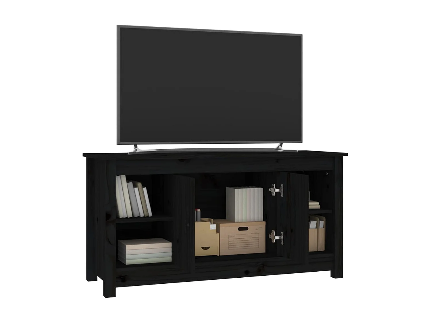 Mobile TV nero 103x36,5x52 cm Legno massello di pino