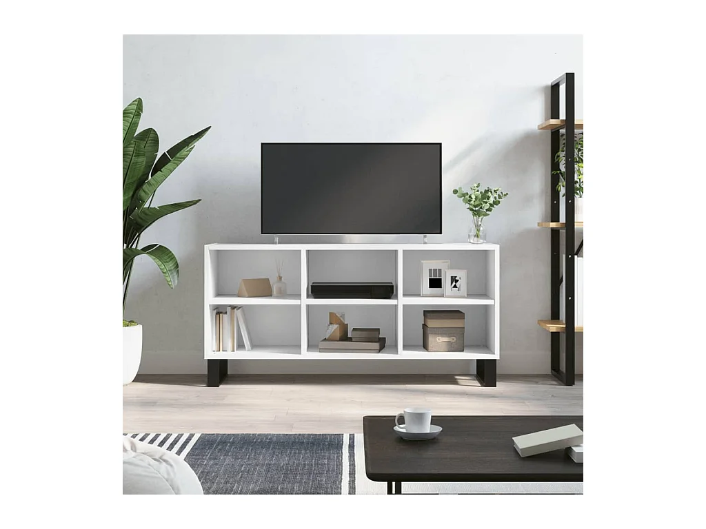 Meuble TV blanc 103,5x30x50 cm bois d'ingénierie