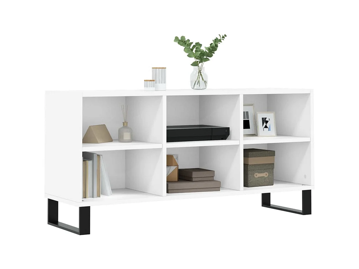 Meuble TV blanc 103,5x30x50 cm bois d'ingénierie