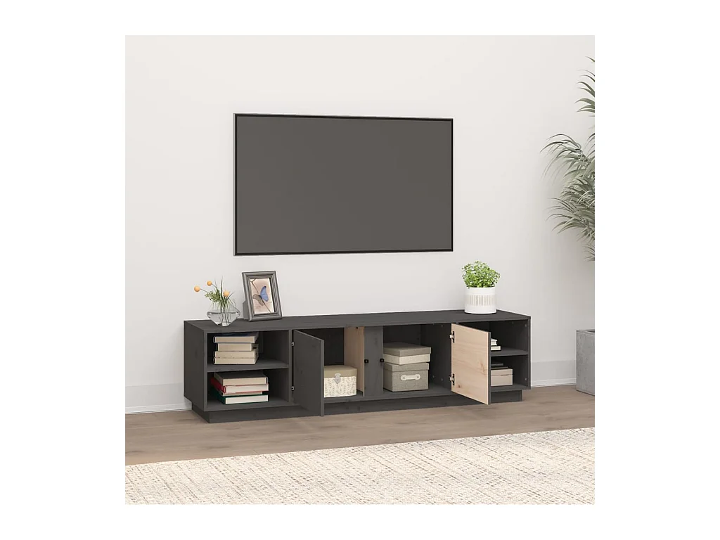 Meuble TV Gris 156x40x40 cm Bois de pin massif