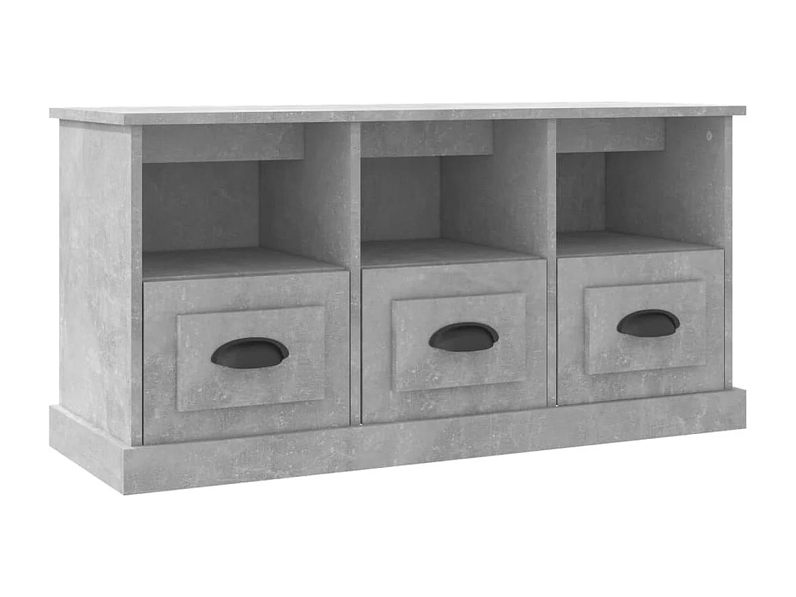 Meuble TV gris béton 100x35x50 cm bois d'ingénierie