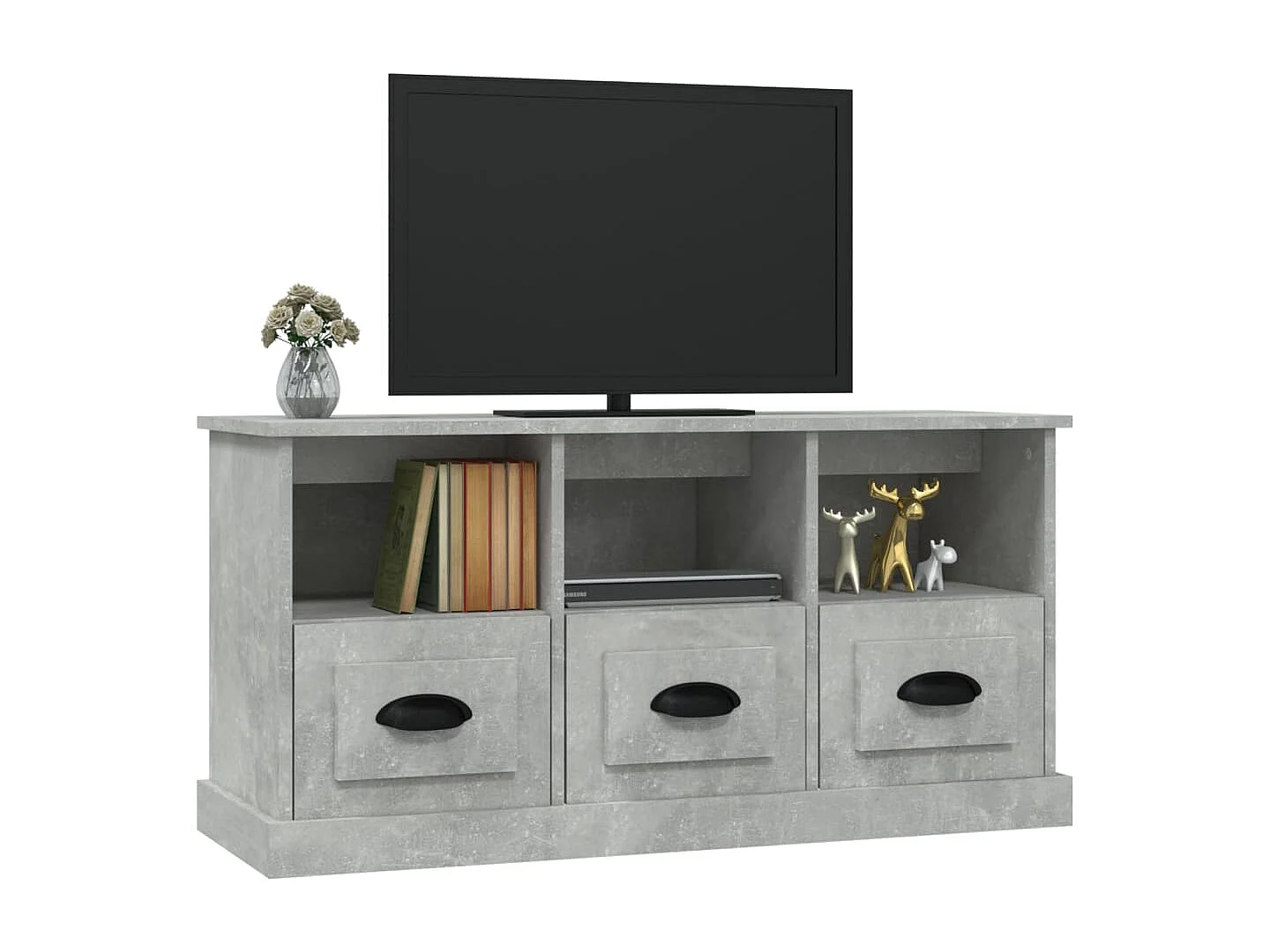 Meuble TV gris béton 100x35x50 cm bois d'ingénierie