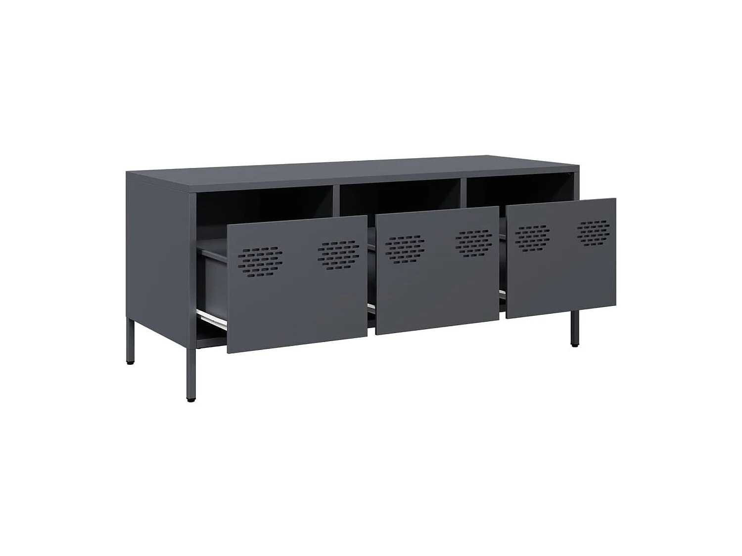 Meuble TV anthracite 101,5x39x43,5 cm acier laminé à froid