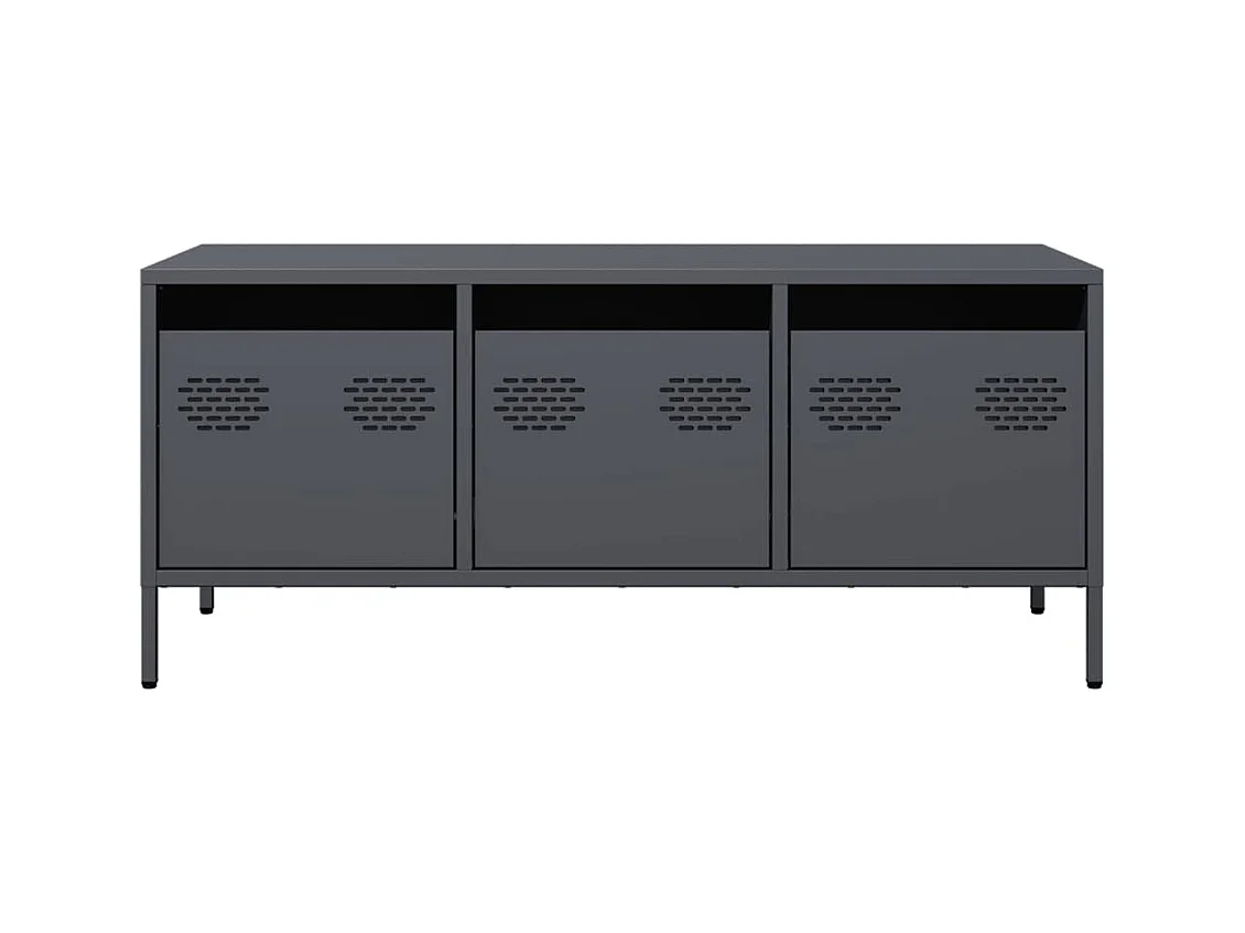 Meuble TV anthracite 101,5x39x43,5 cm acier laminé à froid